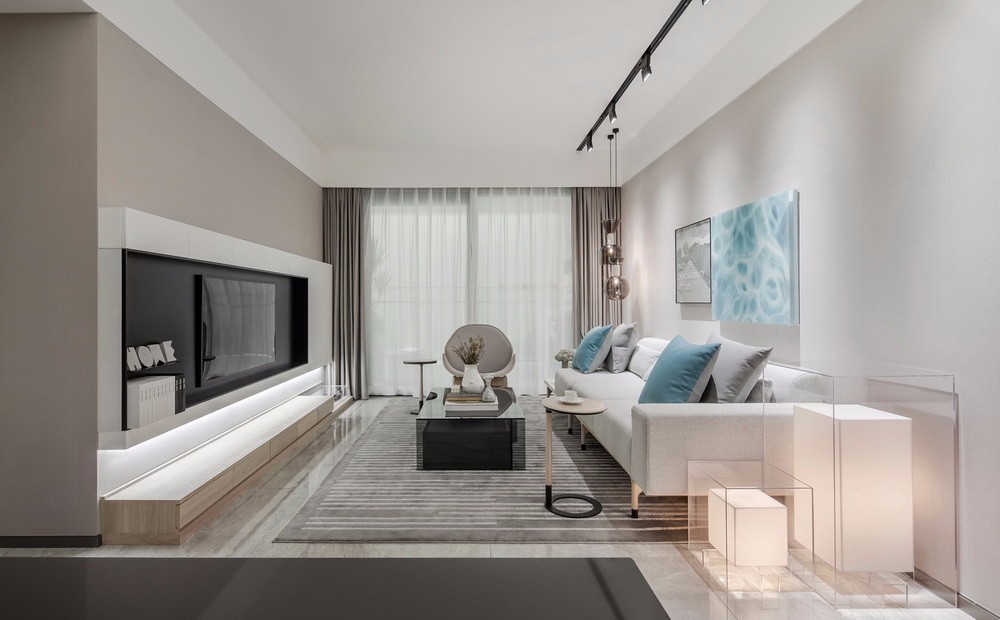 现代简约风格室内家装案例效果图-客厅 现代简约风格室内家装案例效果图-客厅