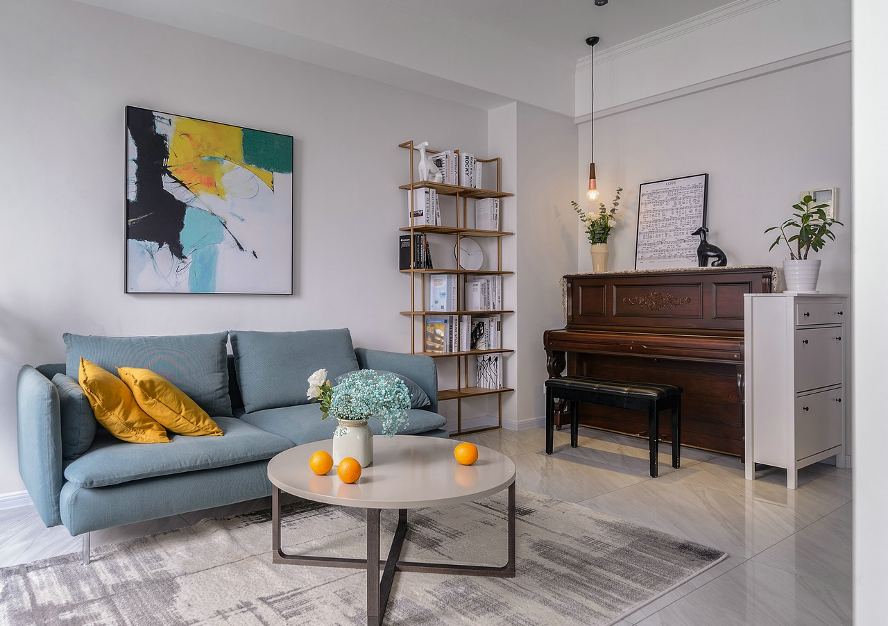 北欧清新风格家装设计复式装修效果图-客厅茶几 北欧清新风格家装设计复式装修效果图-客厅茶几