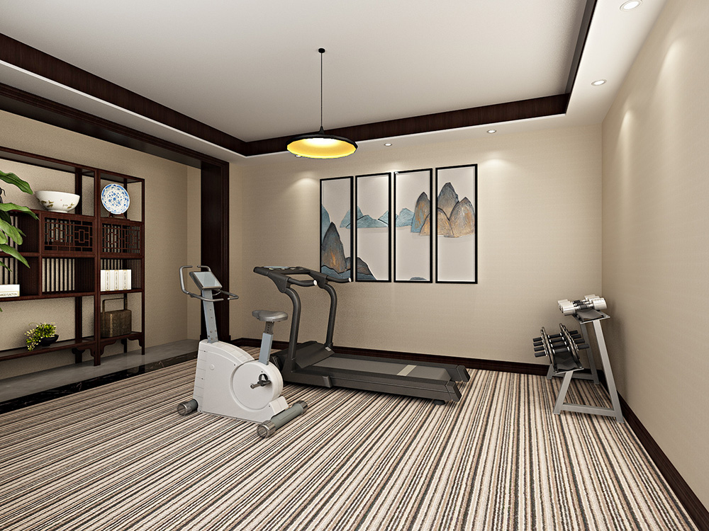 美式轻奢风格室内装修设计效果图-恒大滨江左岸四居133平米-室内健身室装修设计 美式轻奢风格室内装修设计效果图-恒大滨江左岸四居133平米-室内健身室装修设计